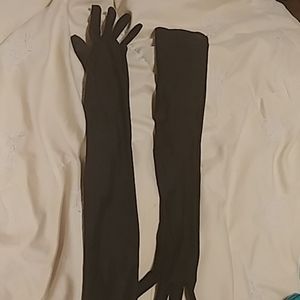 Womens black elbow length opera gloves